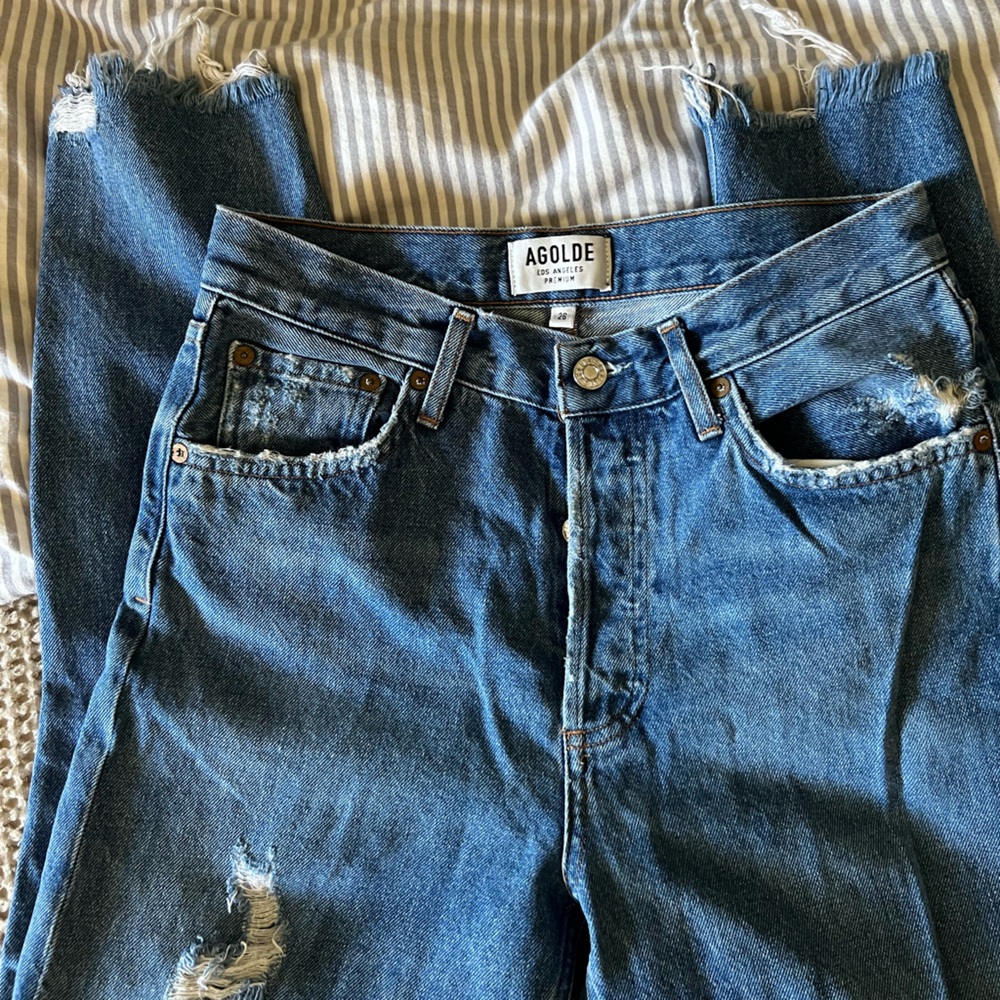 Agolde Distressed Blue Denim Jeans